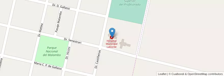 Mapa de ubicacion de Hospital Municipal Laborde en الأرجنتين, Córdoba, Departamento Unión, Pedanía Ascasubi.