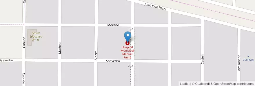 Mapa de ubicacion de Hospital Municipal Manuel Freire en Arjantin, La Pampa, Departamento Guatraché, Municipio De Guatraché.