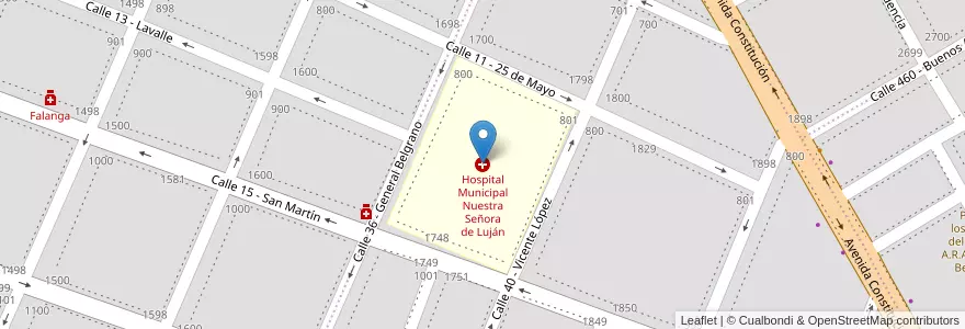 Mapa de ubicacion de Hospital Municipal Nuestra Señora de Luján en 아르헨티나, 부에노스아이레스주, Partido De Luján.