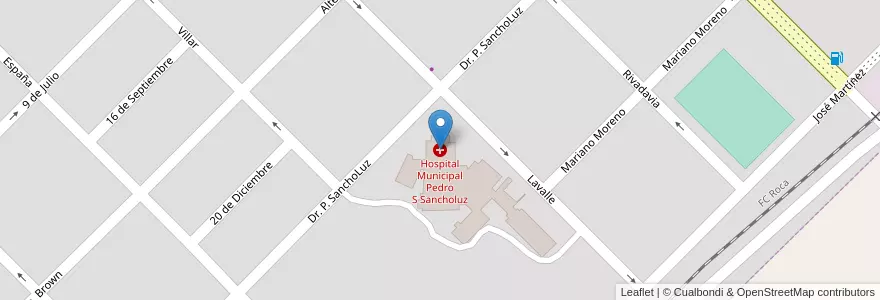 Mapa de ubicacion de Hospital Municipal Pedro S Sancholuz en アルゼンチン, ブエノスアイレス州, Partido De Laprida, Laprida.