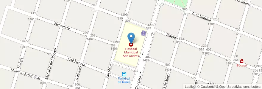 Mapa de ubicacion de Hospital Municipal San Andrés en アルゼンチン, ブエノスアイレス州, Partido De San Andrés De Giles.