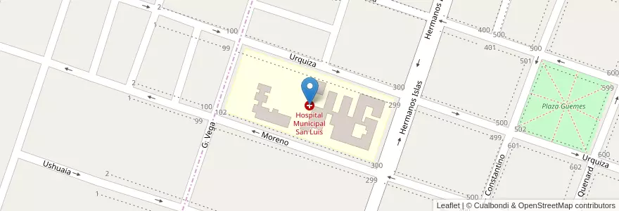 Mapa de ubicacion de Hospital Municipal San Luis en الأرجنتين, بوينس آيرس, Partido De Bragado, Bragado.