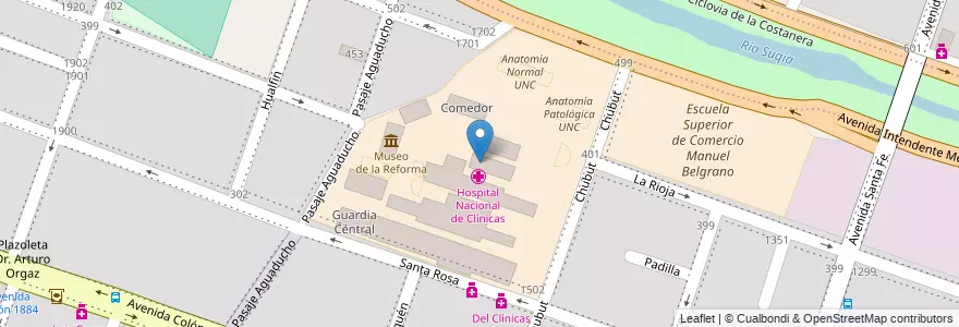 Mapa de ubicacion de Hospital Nacional de Clínicas en アルゼンチン, コルドバ州, Departamento Capital, Pedanía Capital, Córdoba, Municipio De Córdoba.