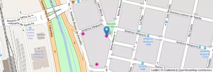 Mapa de ubicacion de Hospital Neuropsiquiátrico en アルゼンチン, コルドバ州, Departamento Capital, Pedanía Capital, Córdoba, Municipio De Córdoba.