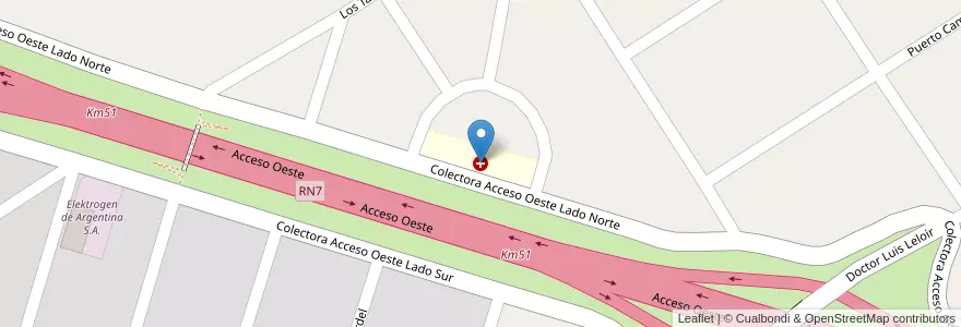 Mapa de ubicacion de Hospital Oftalmologico y Odontologico en Argentina, Buenos Aires, Partido De General Rodríguez.