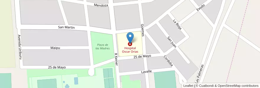 Mapa de ubicacion de Hospital Oscar Orias en アルゼンチン, フフイ州, Departamento Ledesma, Municipio De Libertador General San Martín, Libertador General San Martín.