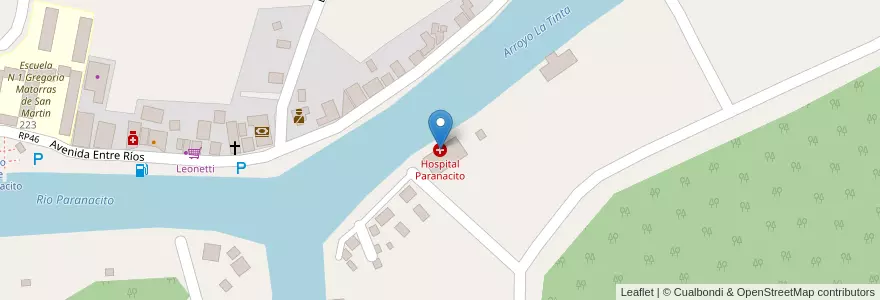 Mapa de ubicacion de Hospital Paranacito en 阿根廷, 恩特雷里奥斯省, Departamento Islas Del Ibicuy, Distrito Paranacito, Villa Paranacito.