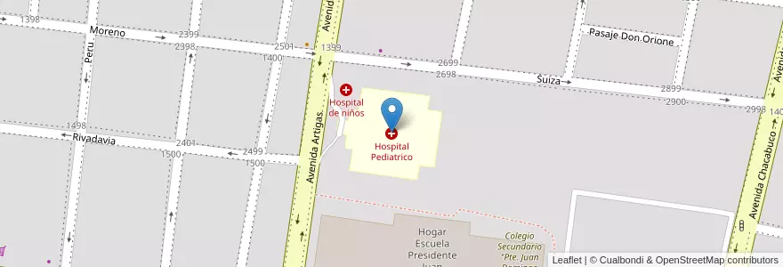 Mapa de ubicacion de Hospital Pediatrico en Argentinien, Corrientes, Departamento Capital, Corrientes, Corrientes.