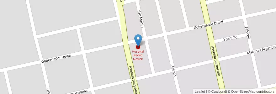 Mapa de ubicacion de Hospital Pedro Novick en الأرجنتين, La Pampa, Municipio De Doblas, Departamento Atreucó, Doblas.