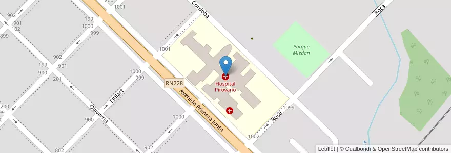 Mapa de ubicacion de Hospital Pirovano en Arjantin, Buenos Aires, Partido De Tres Arroyos, Tres Arroyos.