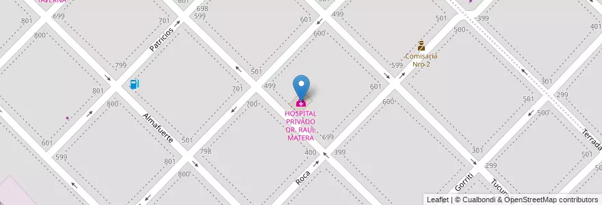 Mapa de ubicacion de HOSPITAL PRIVADO DR. RAUL MATERA en アルゼンチン, ブエノスアイレス州, Partido De Bahía Blanca, Bahía Blanca.