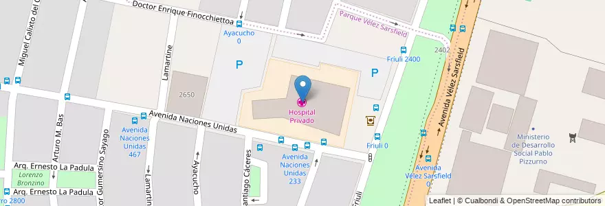 Mapa de ubicacion de Hospital Privado en الأرجنتين, Córdoba, Departamento Capital, Pedanía Capital, Córdoba, Municipio De Córdoba.