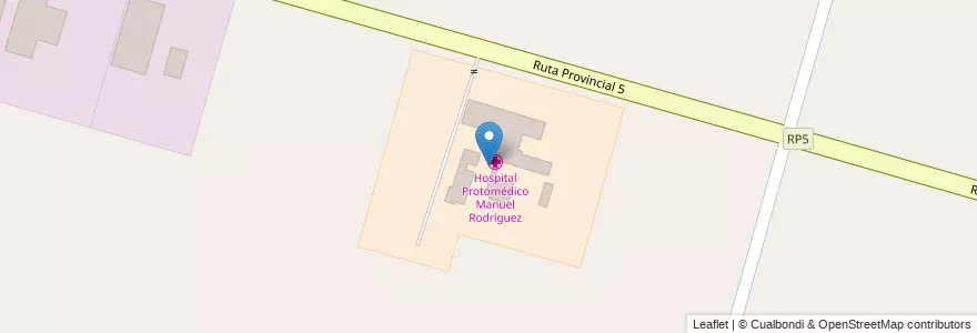 Mapa de ubicacion de Hospital Protomédico Manuel Rodríguez en آرژانتین, سانتافه, Departamento La Capital, Municipio De Recreo.