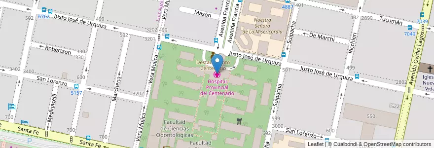 Mapa de ubicacion de Hospital Provincial del Centenario en 阿根廷, Santa Fe, Departamento Rosario, Municipio De Rosario, 罗萨里奥.