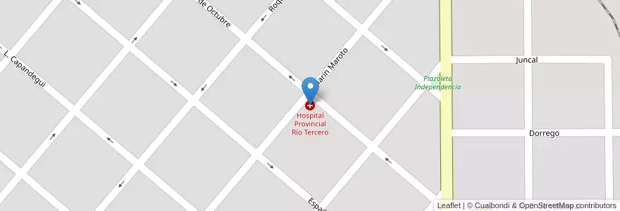 Mapa de ubicacion de Hospital Provincial Río Tercero en Аргентина, Кордова, Departamento Tercero Arriba, Municipio De Río Tercero, Pedanía Salto, Río Tercero.