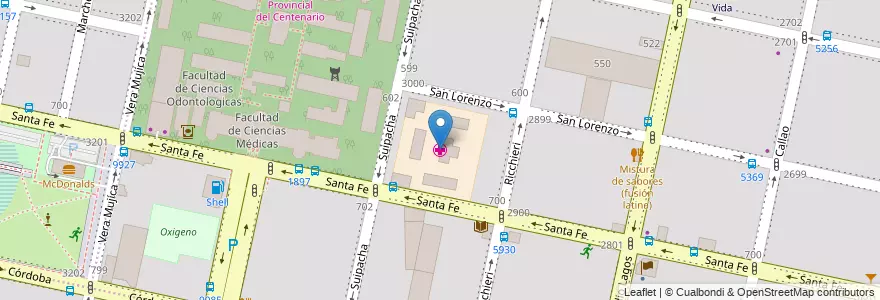 Mapa de ubicacion de Hospital Psiquiátrico Agudo Avila en Аргентина, Санта-Фе, Departamento Rosario, Municipio De Rosario, Росарио.