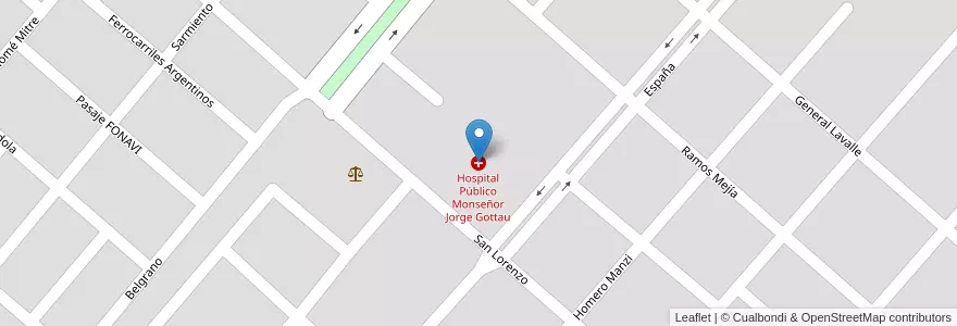 Mapa de ubicacion de Hospital Público Monseñor Jorge Gottau en Arjantin, Santiago Del Estero, Departamento General Taboada, Añatuya.