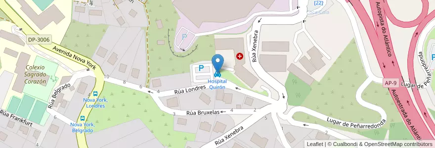 Mapa de ubicacion de Hospital Quirón en Espanha, Galiza, A Corunha, A Coruña, A Corunha.