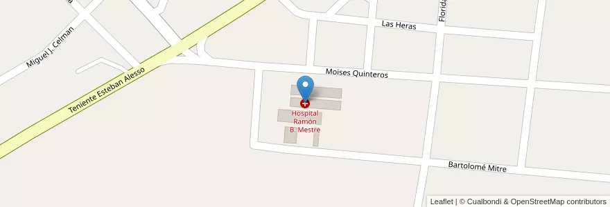 Mapa de ubicacion de Hospital Ramón B. Mestre en آرژانتین, Córdoba, Departamento Río Primero, Pedanía Santa Rosa, Municipio De Santa Rosa De Río Primero.