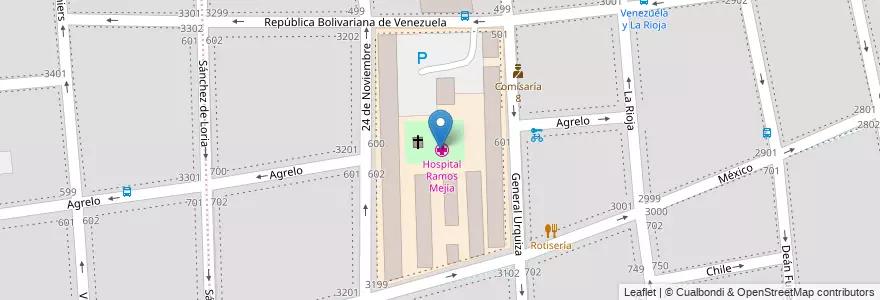 Mapa de ubicacion de Hospital Ramos Mejía, Balvanera en アルゼンチン, Ciudad Autónoma De Buenos Aires, Comuna 3, ブエノスアイレス.
