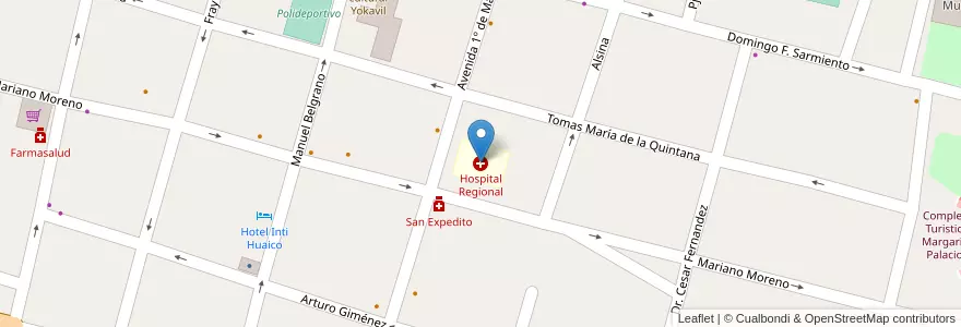 Mapa de ubicacion de Hospital Regional en アルゼンチン, カタマルカ州, Departamento Santa María, Municipio De Santa María, Santa María.