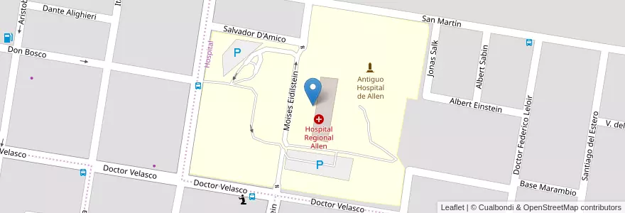 Mapa de ubicacion de Hospital Regional Allen en アルゼンチン, チリ, リオネグロ州, Municipio De Allen, Departamento General Roca.