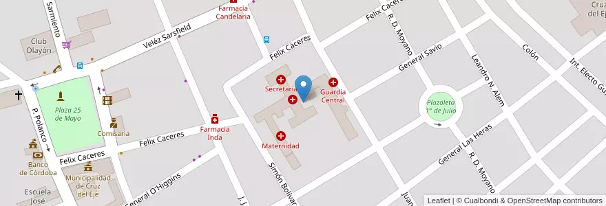 Mapa de ubicacion de Hospital Regional Aurelio Crespo en Argentina, Córdoba, Departamento Cruz Del Eje, Municipio De Cruz Del Eje, Pedanía Cruz Del Eje, Cruz Del Eje.