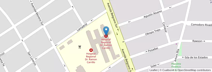 Mapa de ubicacion de Hospital Regional Dr. Ramón Carrillo en الأرجنتين, Santiago Del Estero, Departamento Capital, Santiago Del Estero.