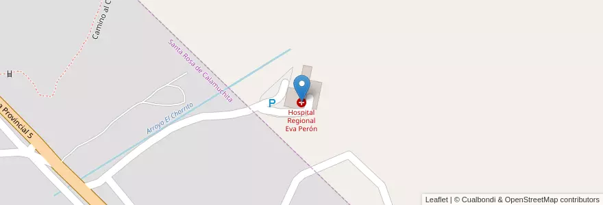 Mapa de ubicacion de Hospital Regional Eva Perón en Argentinië, Córdoba, Departamento Calamuchita, Pedanía Monsalvo, Municipio De Santa Rosa De Calamuchita.
