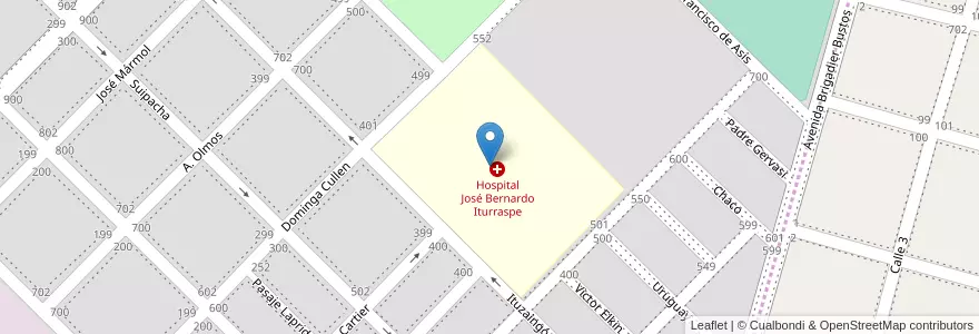 Mapa de ubicacion de Hospital Regional J.B. Iturraspe en Argentine, Córdoba, Departamento San Justo, Pedanía Juárez Celman, Municipio De San Francisco, San Francisco.
