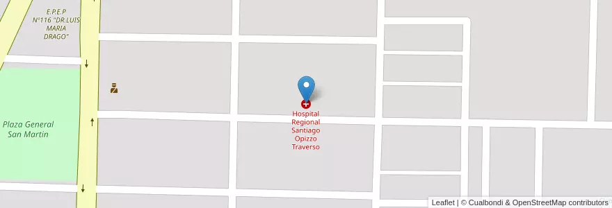 Mapa de ubicacion de Hospital Regional Santiago Opizzo Traverso en Argentina, Formosa, Departamento Pirané, Municipio De El Colorado.
