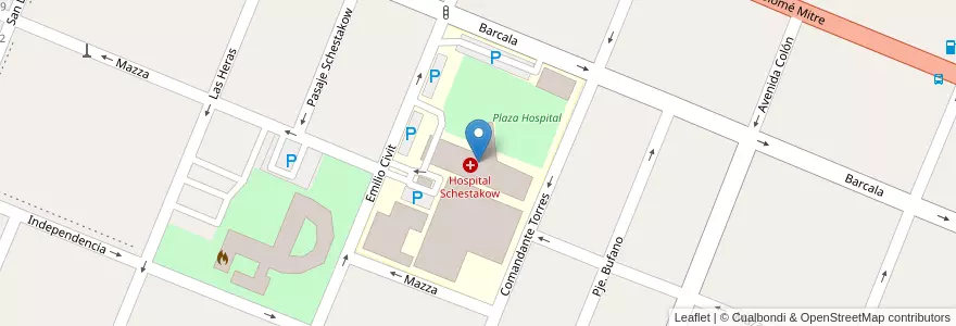 Mapa de ubicacion de Hospital Regional Teodoro J. Schestakow en Argentinië, Chili, Mendoza, San Rafael, Distrito Ciudad De San Rafael, Departamento San Rafael.