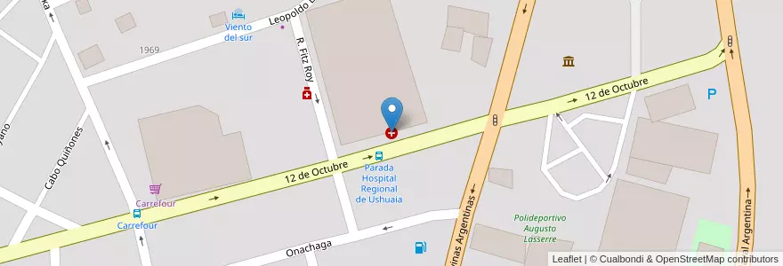Mapa de ubicacion de Hospital Regional Ushuaia en Аргентина, Ушуая (Департамент), Чили, Огненная Земля, Антарктида И Острова Южной Атлантики, Ushuaia.