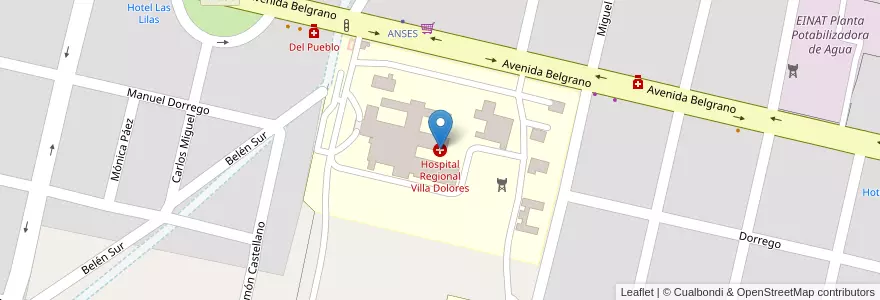 Mapa de ubicacion de Hospital Regional Villa Dolores en Arjantin, Córdoba, Departamento San Javier, Pedanía Dolores, Municipio De Villa Dolores, Villa Dolores.
