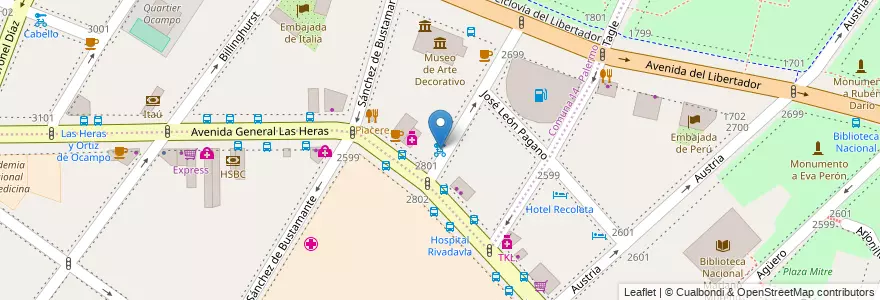 Mapa de ubicacion de Hospital RIvadavia, Palermo en Argentine, Ciudad Autónoma De Buenos Aires, Comuna 2, Buenos Aires.