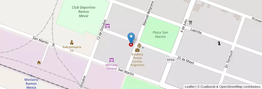 Mapa de ubicacion de Hospital Rural en Argentinië, Río Negro, Departamento Nueve De Julio, Ministro Ramos Mexía.