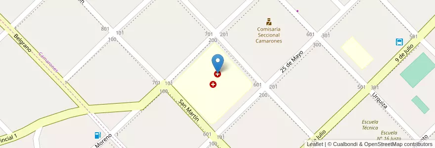 Mapa de ubicacion de Hospital Rural en Аргентина, Чубут, Departamento Florentino Ameghino, Camarones.