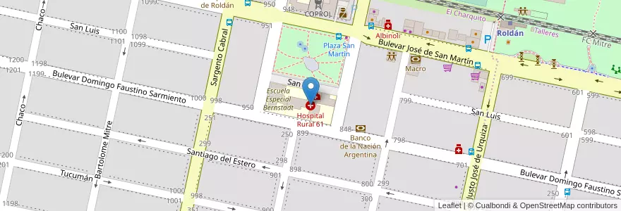 Mapa de ubicacion de Hospital Rural 61 en Argentina, Santa Fe, Departamento San Lorenzo, Municipio De Roldán, Roldán.