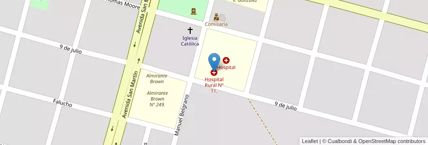 Mapa de ubicacion de Hospital Rural Nº 11, en Argentinië, Santa Fe, Departamento San Javier, Comuna De Alejandra.