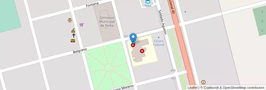 Mapa de ubicacion de Hospital Rural Tecka en الأرجنتين, تشيلي, شوبوت, Departamento Languiñeo, Tecka.