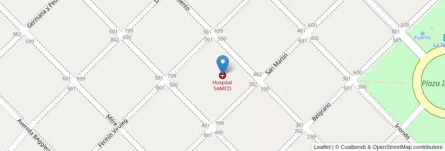 Mapa de ubicacion de Hospital SAMCO en Arjantin, Santa Fe, Departamento General López, Municipio De Teodelina.