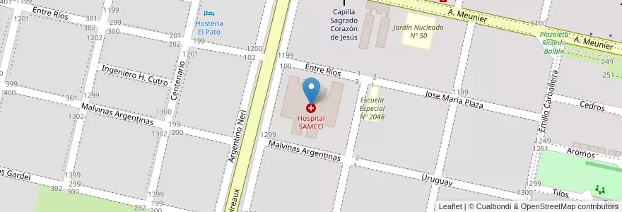 Mapa de ubicacion de Hospital SAMCO en Argentine, Santa Fe, Departamento General López, Municipio De Rufino.