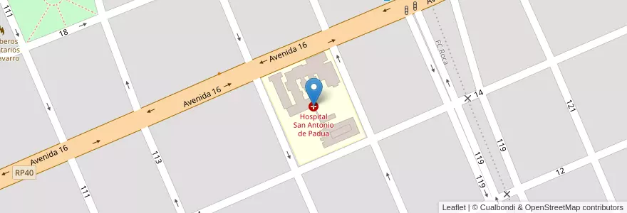 Mapa de ubicacion de Hospital San Antonio de Padua en 阿根廷, 布宜诺斯艾利斯省, Partido De Navarro, Navarro.