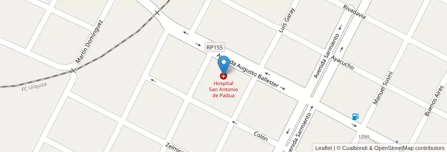 Mapa de ubicacion de Hospital San Antonio de Padua en Argentinië, Corrientes, Departamento San Martín, Municipio De La Cruz.
