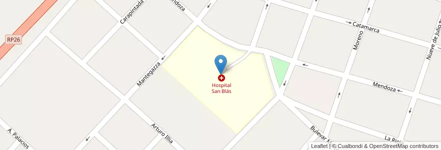 Mapa de ubicacion de Hospital San Blas en Аргентина, Междуречье, Departamento Nogoyá, Nogoyá, Distrito Montoya.