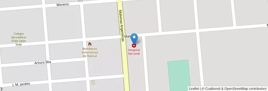 Mapa de ubicacion de Hospital San José en 阿根廷, La Pampa, Departamento Rancul, Municipio De Rancul.