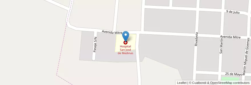 Mapa de ubicacion de Hospital San José de Medinas en アルゼンチン, トゥクマン州, Departamento Chicligasta, Municipio De Medinas, Medinas.