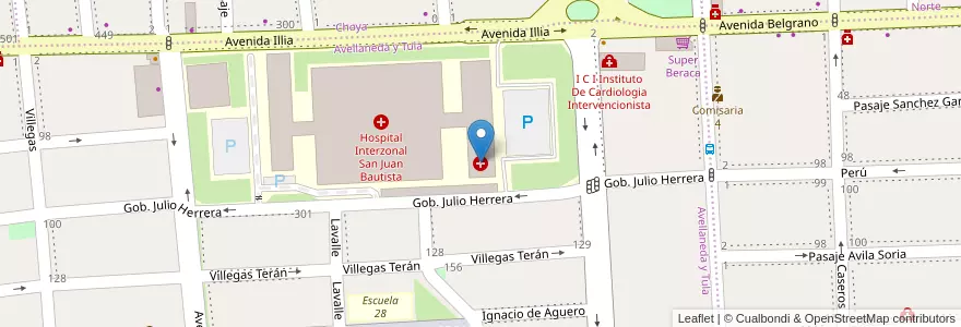 Mapa de ubicacion de Hospital San Juan Bautista en الأرجنتين, Catamarca, Departamento Capital, Municipio De San Fernando Del Valle De Catamarca, San Fernando Del Valle De Catamarca.
