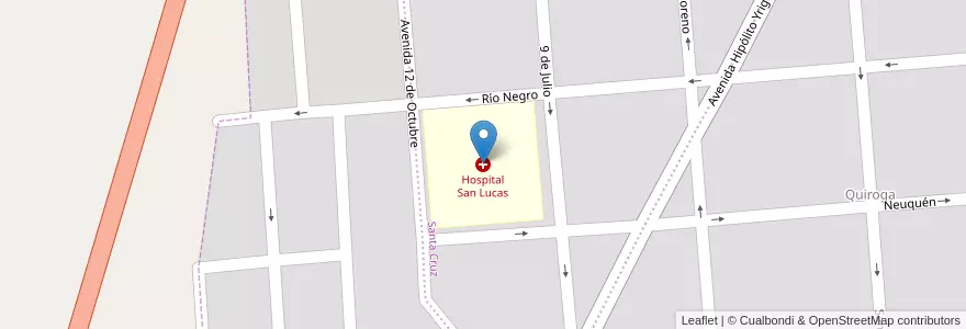 Mapa de ubicacion de Hospital San Lucas en アルゼンチン, チリ, Provincia De Última Esperanza, マガジャネス・イ・デ・ラ・アンタルティカ・チレーナ州, サンタクルス州, Güer Aike, Río Turbio, Veintiocho De Noviembre.