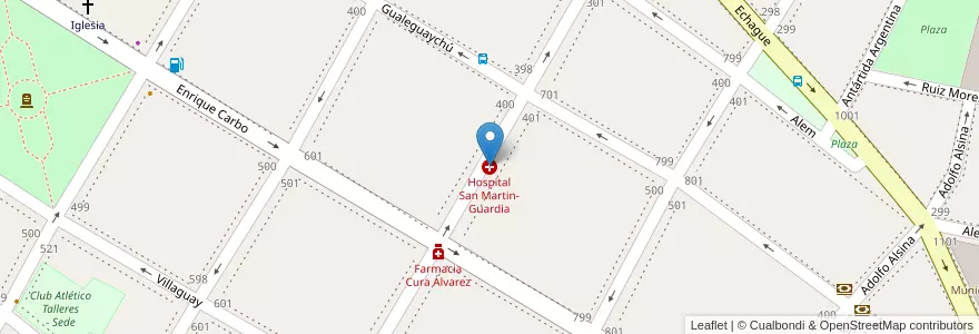 Mapa de ubicacion de Hospital San Martin-Guardia en Аргентина, Междуречье, Departamento Paraná, Distrito Sauce, Paraná, Paraná.